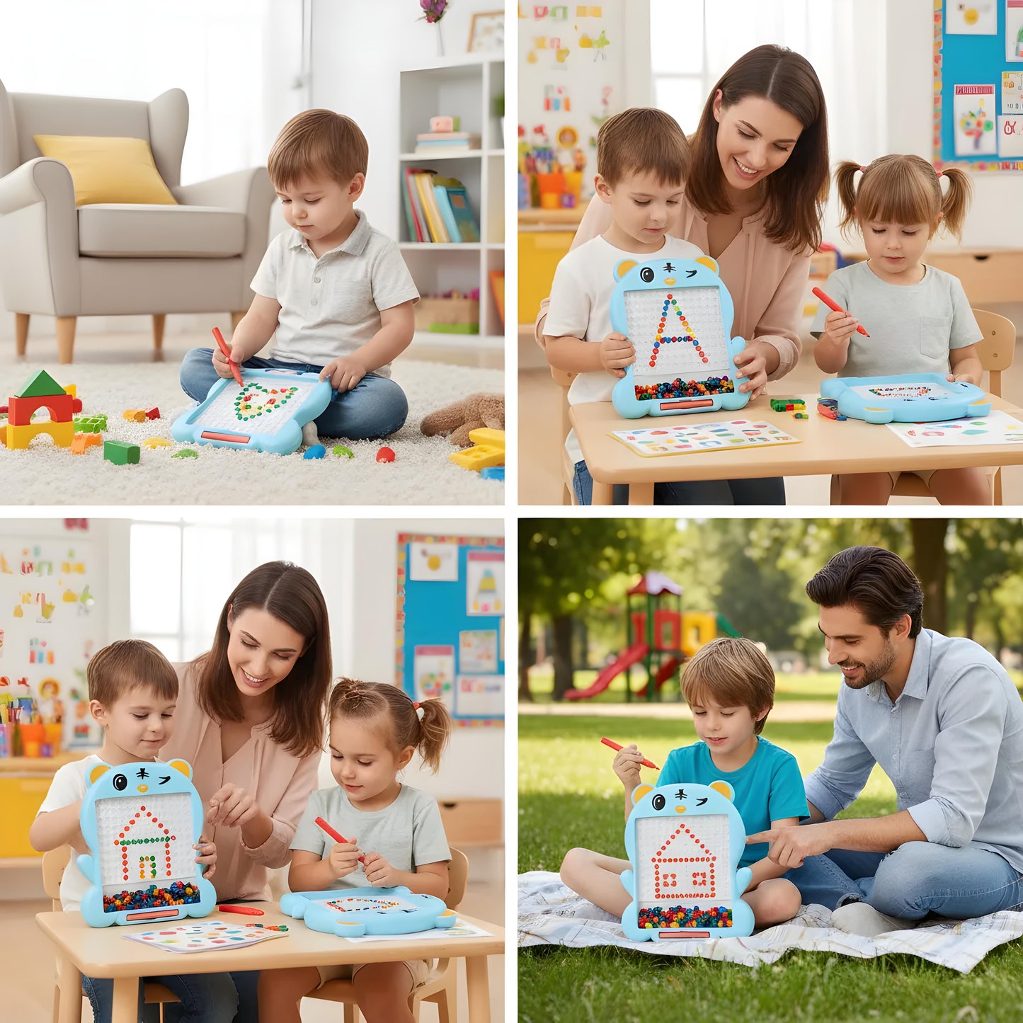 Kids Magnetic Slate Board Toy | Reusable Writing & Drawing Magnetic Slate with Beads | Educational Learning Board for Toddlers & Kids