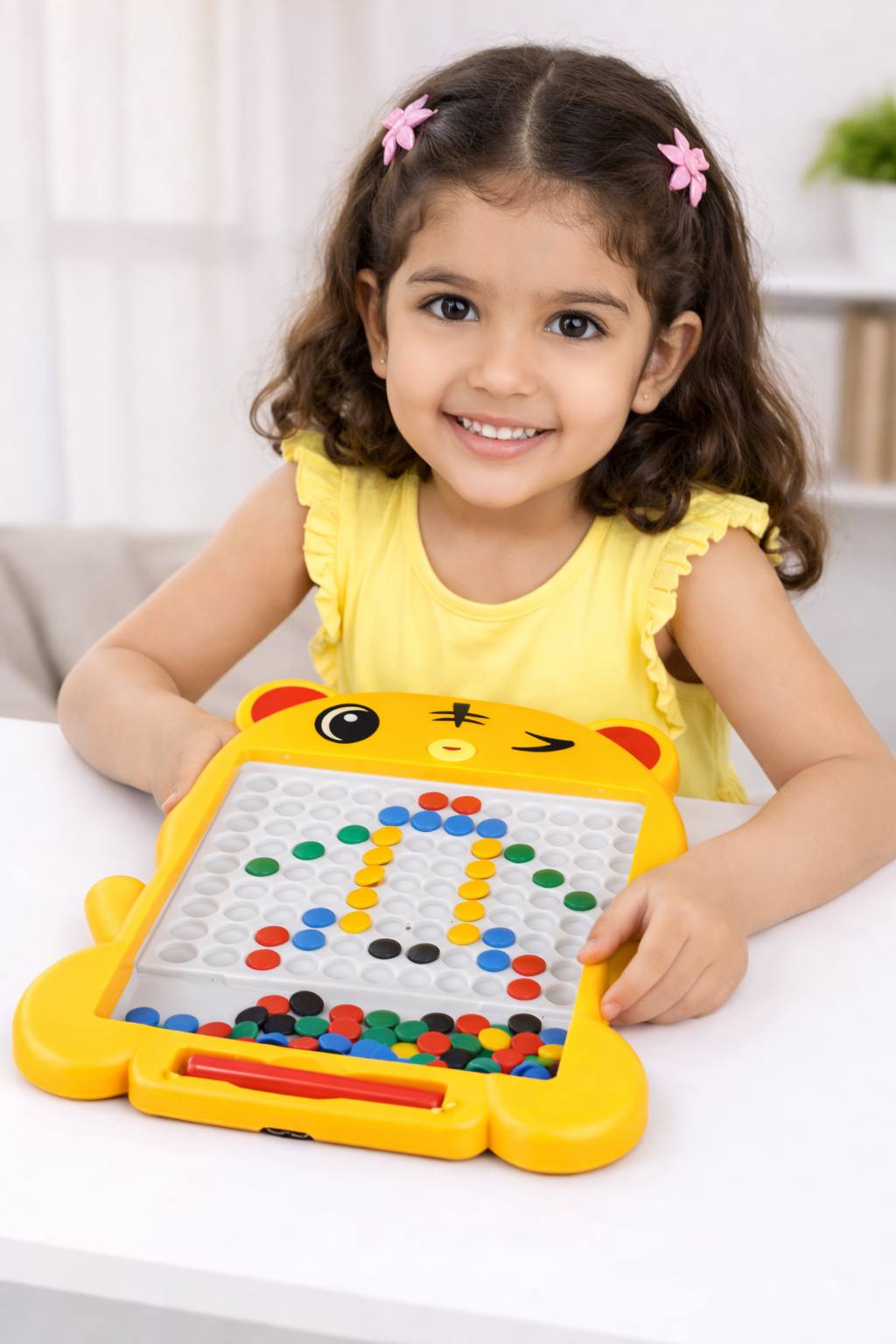 Kids Magnetic Slate Board Toy | Reusable Magnetic Writing & Drawing Slate with Beads | Educational Learning Toy for Toddlers & Kids