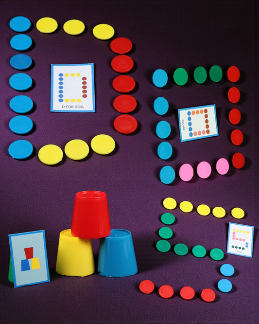 BrainX Color Dot Pattern Matching & Letter Learning Game for Kids | Montessori Educational Brain Development Toy | Alphabet, Color Recognition & Logic Learning Activity with Cards & Counters for Boys & Girls (Ages 3–7 Years)