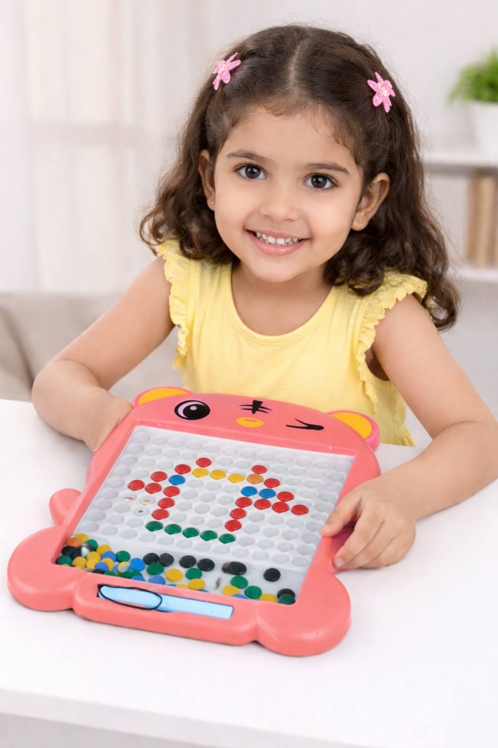 Kids Magnetic Slate Board Toy | Reusable Magnetic Writing & Drawing Slate with Beads | Educational Learning Board for Toddlers & Kids