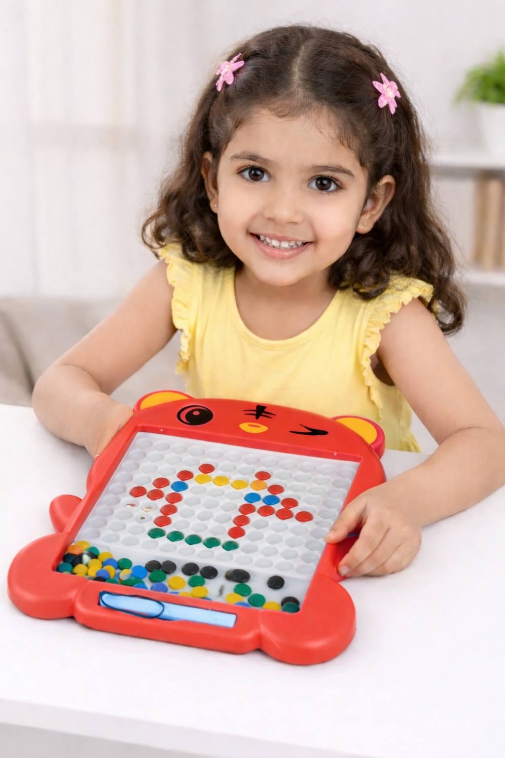 Kids Magnetic Slate Board Toy | Reusable Magnetic Writing & Drawing Slate with Beads | Educational Learning Board for Toddlers & Kids